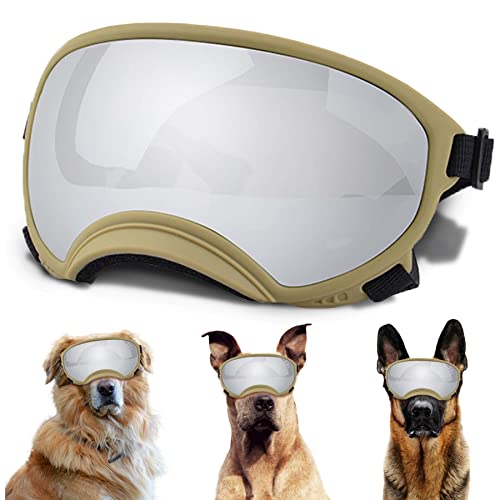 Große Hunde-Sonnenbrille mit verstellbarem Riemen, UV-Schutz, winddicht, geeignet für mittelgroße und große Hunde, Augenschutz, weiche Hundebrille von NICERINC PET