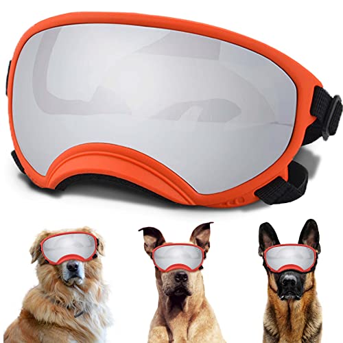 Große Hunde-Sonnenbrille mit verstellbarem Riemen, UV-Schutz, winddicht, geeignet für mittelgroße und große Hunde, Augenschutz, weiche Hundebrille von NICERINC PET