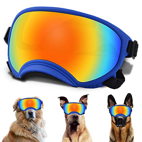 Große Hunde-Sonnenbrille mit verstellbarem Riemen, UV-Schutz, winddicht, geeignet für mittelgroße und große Hunde, Augenschutz, weiche Hundebrille von NICERINC PET