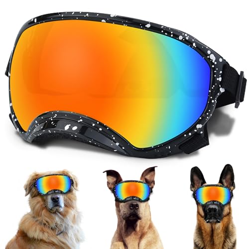 Große Hundesonnenbrille mit verstellbarem Riemen, UV-Schutz, winddicht, geeignet für mittelgroße und große Hunde, Augenschutz, weiche Hundebrille von NICERINC PET