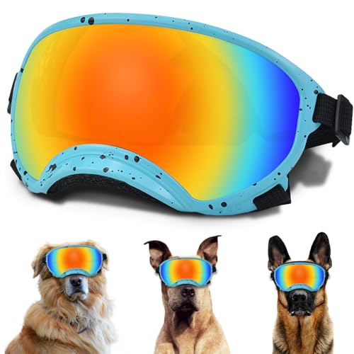 Große Hundesonnenbrille mit verstellbarem Riemen, UV-Schutz, winddicht, geeignet für mittelgroße und große Hunde, Augenschutz, weiche Hundebrille von NICERINC PET