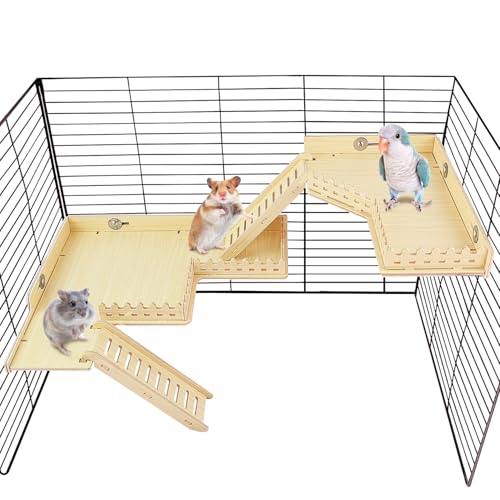 Hamster-Holzplattform, Chinchilla-Käfig-Zubehör, Hamsterleiter, Holzplattform, Sprungbrett, Kletterleiter für Kleintiere und Chinchilla, Meerschweinchen, Hamster, Rattenkäfig von NICERINC PET