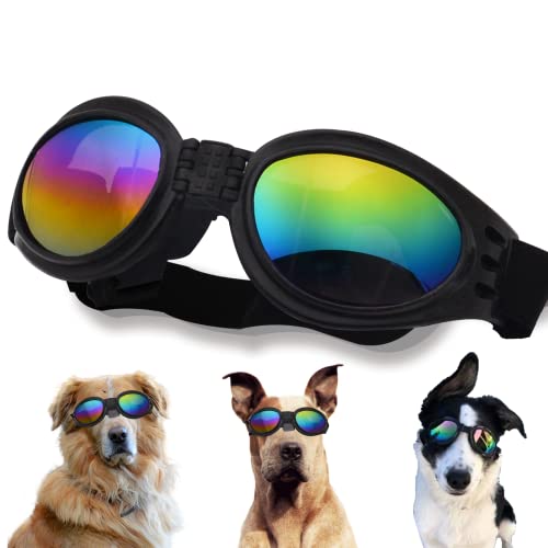 Hunde-Sonnenbrille mit verstellbarem Riemen, winddicht, geeignet für kleine Hunde, Augenschutz, weiche Hundebrille, Schwarz von NICERINC PET