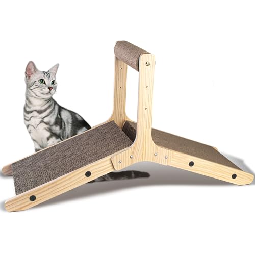 Katzenkratzbaum, vertikal, mehrere Winkel, Katzenkratzer für Innenkatzen, Keilförmige Wellpappe, inklusive 1 Packung Katzenminze, 76,2 x 26,7 x 41,8 cm von NICERINC PET