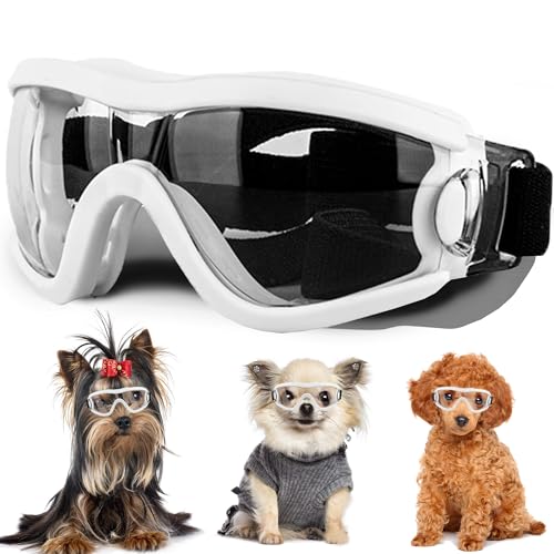 Sonnenbrille für kleine Hunde mit verstellbarem Riemen, UV-Schutz, winddicht, geeignet für kleine Hunde, Haustierbrillen, Augenschutz, weiche Hundebrille von NICERINC PET