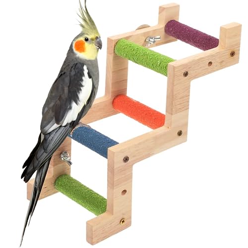 Vogelleiter-Spielzeug, Haustier-Papageien, Kletterbrücke, Holz-Papageien, Hamster, Kletterleiter, Spielzeug, Vogelsitzstange, Vogelkäfig-Zubehör, Z-Holz-Sitzstange für Nymphensittiche von NICERINC PET