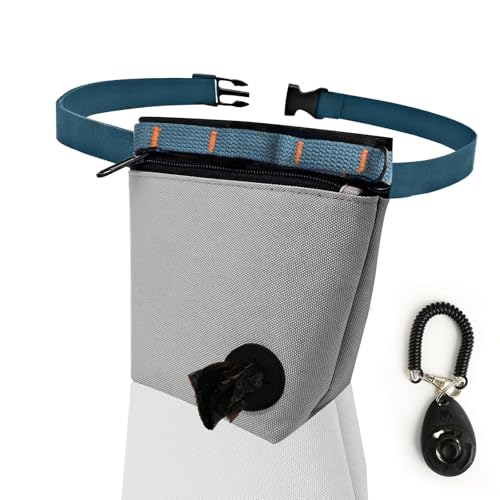 NICEWIN Dog Treat Bag with Magnetic Closure, Multifunctional Dog Training Pouch with Removable Inner Pocket and Poop Bag Dispenser Gray von NICEWIN