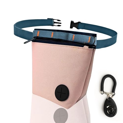 NICEWIN Dog Treat Bag with Magnetic Closure, Multifunctional Dog Training Pouch with Removable Inner Pocket and Poop Bag Dispenser Pink von NICEWIN