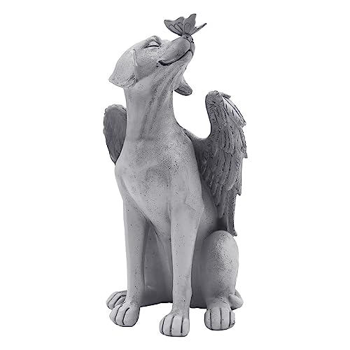 NICEYEA Engel Hund Katze Statue Hundefigur Garten Dekoration Statue Haustier Denkmal Grab Marker Tribut Statue Harz Grabschmuck Gedenkstein Gedenkstatue Friedhof Dekor von NICEYEA