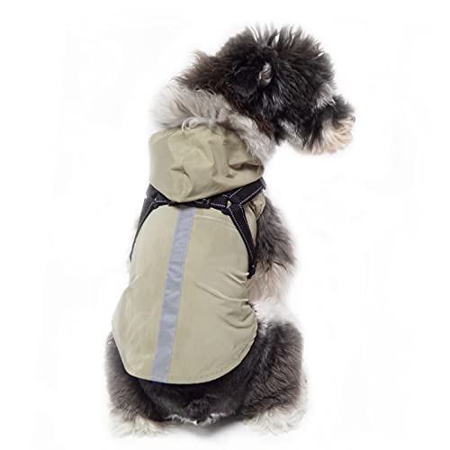 Hunde Regenmantel mit Geschirr Kapuze Regenjacke Wasserdicht Regenponcho Reflektierend Verstellbar Mantel für Welpen Kleine Mittel Große Hunde (XXL, Grau) von NICNICPET