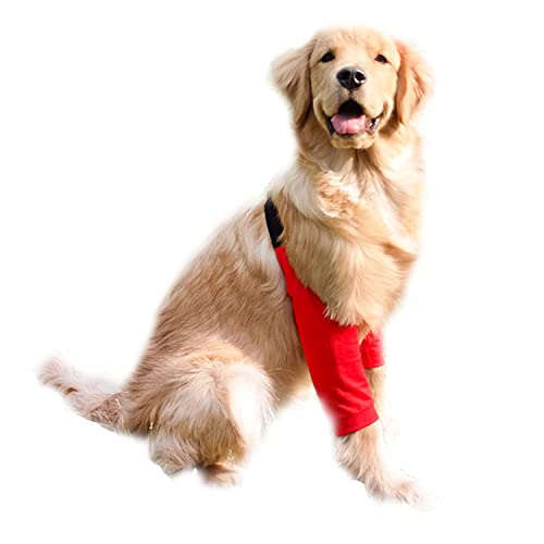 NICNICPET Hund Ellenbogenschützer, weiche, atmungsaktive Ellenbogenärmel mit Netzunterlage, für mittlere und große Hunde verhindern Wundlecken, XXL, Rot von NICNICPET
