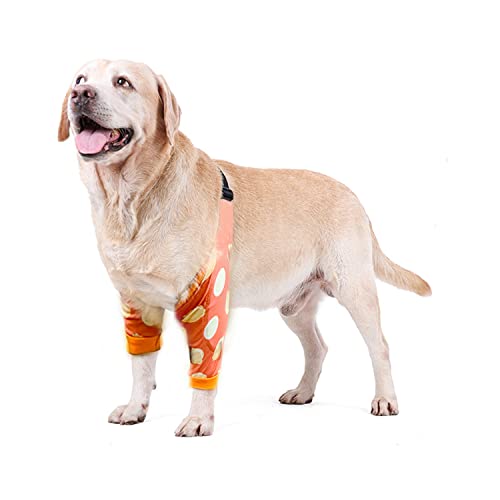 NICNICPET Hund Ellenbogenschützer, weiche, atmungsaktive Ellenbogenärmel mit Netzunterlage, für mittlere und große Hunde verhindern Wundlecken (XXXL, Zitrone) von NICNICPET