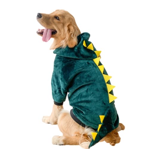 NICNICPET Hunde-Winterkleidung, Haustiertiere, Cosplay-Kostüm, Flanell-Kapuzenpullover, Pyjama, warmer Wintermantel, Pyjama, Kleidung für mittelgroße und große Hunde (3XL, Dinosaurier) von NICNICPET