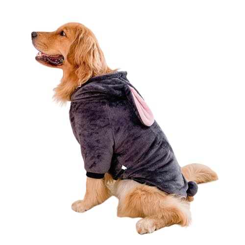 NICNICPET Hunde-Winterkleidung, Haustiertiere, Cosplay-Kostüm, Flanell-Kapuzenpullover, Pyjama, warmer Wintermantel, Pyjama, Kleidung für mittelgroße und große Hunde (3XL, graues Kaninchen) von NICNICPET