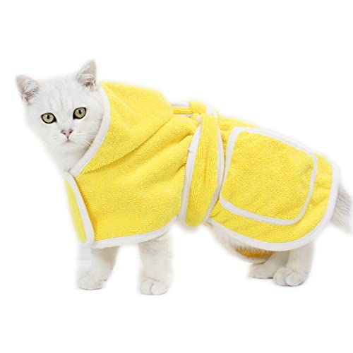 NICNICPET Hundebadetuch Super Saugfähig Schnell Trocknen Haustier Handtuch Mikrofaser Katze Bademantel Fellpflege für Welpen Kleine Mittlere Hunde Katzen (XL, Gelb) von NICNICPET