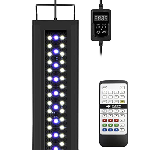 NICREW RGB+W Aquarium LED Beleuchtung, anpassbare 24/7 Modus Aquarium Lampe mit Timer, für Pflanzenwuchs und Süßwasser-Becken, mehrere Wettermodus, 120-150 cm, 39W von NICREW