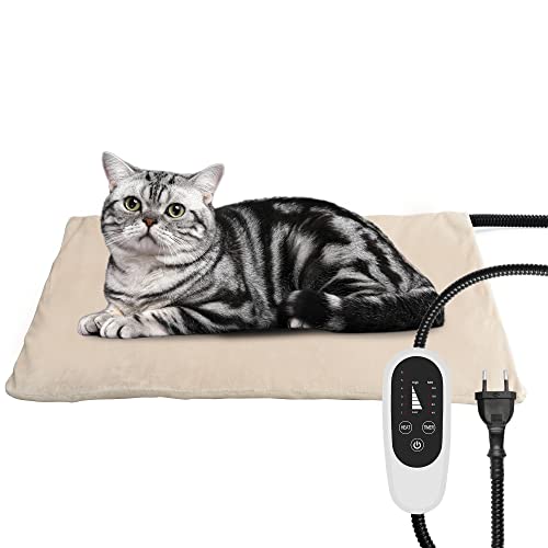 NICREW Haustier Heizkissen für Katze Hund 40x45cm, Temperatur Einstellbar Elektrisches Heizkissen mit Anti-Bite-Schlauchwickel Kabel von NICREW