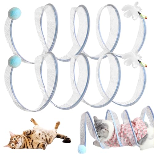 2pcs Cat Spiral Tunnel Spielzeug 25,6 x 9,8 in S-förmigen geräumigen, plüschigen Jagdspielzeug Falten Self-Play-Interaktives Röhrenspielzeug für Innenkatzen, Kaninchen, Welpen (blau) von NIDONE