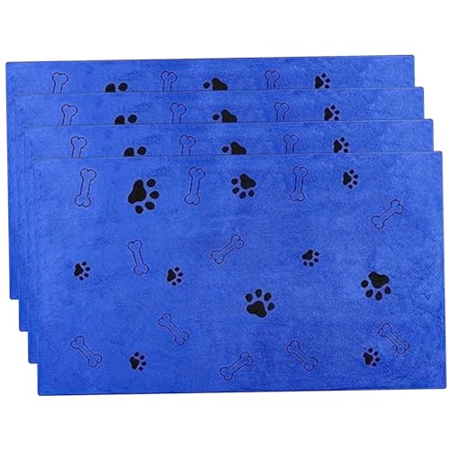 4pcs Hundetuch 24x40 Hundebad Handtuch weich ＆ Super saugfähiges Mikrofasel -Handtuch Süßes Knochen und Pfotenabdruck Hundetuch Schnell trocknend Haustiertuch für kleine mittelgroße Hunde Katzen Haus von NIDONE