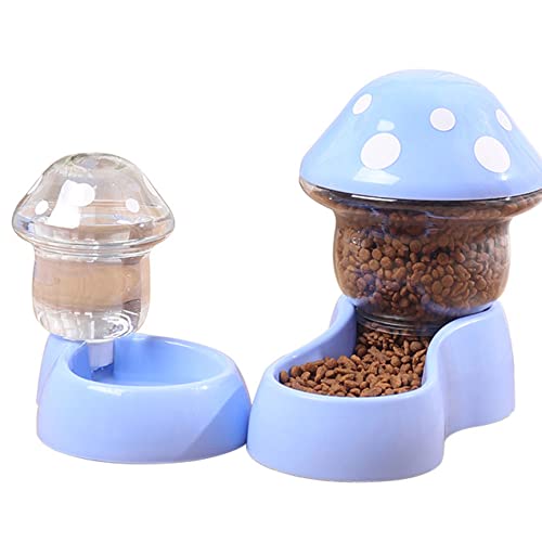 Katzenfutterschale, automatische Haustiere Feeder Waterer Set 1800 ml Katzen Futtermittel und 500 ml Hunde Wasserspender mit DIY -Aufkleber für kleine mittlere große Haustiere Blau von NIDONE