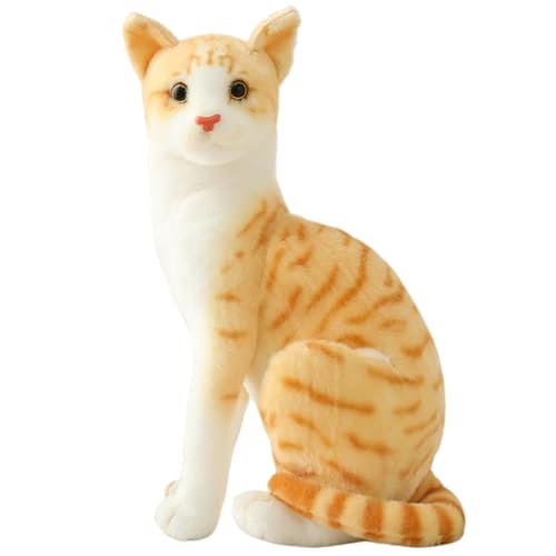 NIDONE Katz gefüllte tierische, realistische lebendige orange Katze Formplüschgefüllte Tierkatze, süße weiche und Flauschige falsche Katze zum Umarmen, Spielen und Schlafen, 25 cm von NIDONE