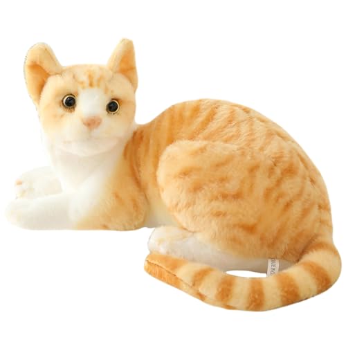 NIDONE Katz gefüllte tierische, realistische lebendige orange Katze Formplüschgefüllte Tierkatze, süße weiche und Flauschige falsche Katze zum Umarmen, Spielen und Schlafen, 30 cm von NIDONE