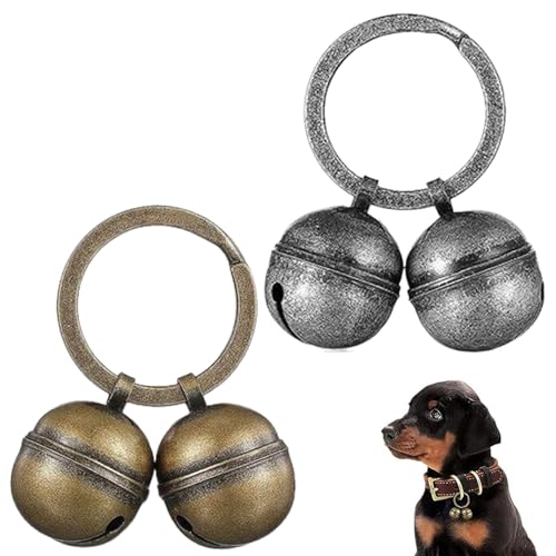 NIDONE Katze und Hundekragen Glocke 2pcs Runde Messingglocke für Hundekragen Crisp Metal Cat Bell Anti-Lost Training Glocken mit Schlüsselringanhänger Bell von NIDONE