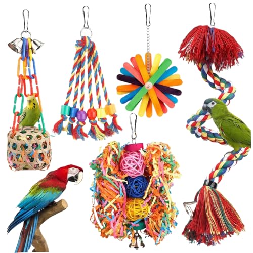 NIDONE Papageienspielzeug 5pcs/Set Bunte Sittiche -Spielzeug mit hängenden Clip -Kauen -Klettern interaktiver Cockatiel -Spielzeug für Vogelkäfig, Vogelgeschenke, Cockatiel -Spielzeug von NIDONE