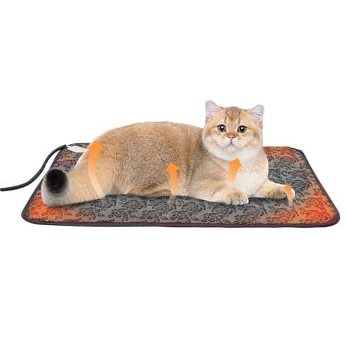 Haustier Heizkissen, 20W 70x50x1.5cm Katzen & Hund Heizmatte Innen, Heizdecke Katze Wärmedecke Hund 30-50℃ Temperatur Heizdecke für Katzen Wärmedecke Katze Heizdecke Hund Heizmatte Katze (Blume) von NIGORIY