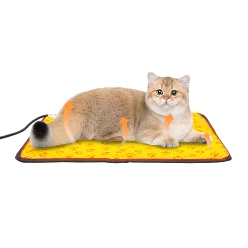 Haustier Heizkissen, 20W 70x50x1.5cm Katzen & Hund Heizmatte Innen, Heizdecke Katze Wärmedecke Hund 30-50℃ Temperatur Heizdecke für Katzen Wärmedecke Katze Heizdecke Hund Heizmatte Katze (Fußabdruck) von NIGORIY