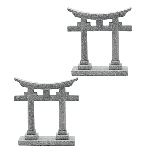 NIKUJUGA Torii-Tor, 2 Stück, graue Kunststeine, Mikro-Landschaft, Torii-Ornamente, Aquarium-Dekorationen, Aquarium-Dekoration (klein) von NIKUJUGA