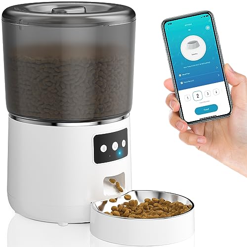 Futterautomat Katze, 4L Automatischer Futterspender Katze, 1-10 Mahlzeiten pro Tag Katzenfutter Automat mit Edelstahlnapf, Einfache Bedienung Futterspender für Katzen/Hunde von NIKYJM