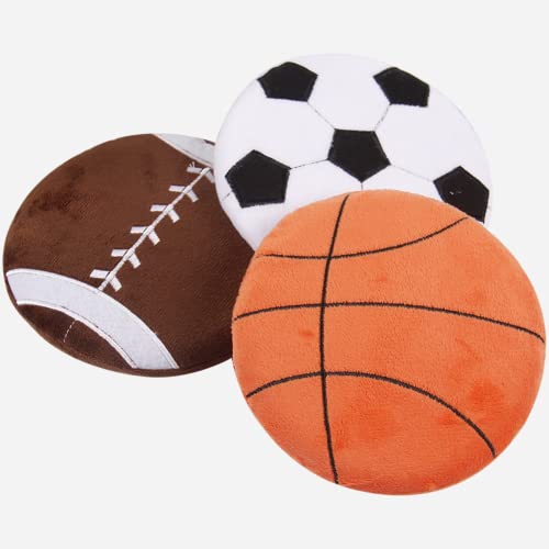 NIOIPXA 3er-Pack Hunde-Fliegenscheibe mit Quietscher, Plüsch, Fußball, Basketball, Rugby, Quietschspielzeug für Hunde von NIOIPXA