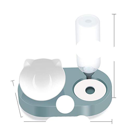 2-in-1 Cat Bowl Wasserspender Automatische Wasserspeicherung Pet Dog Katzenfutter Bowl Futterbehälter mit Waterer Pet Waterer Feeder-Green von NIQIU