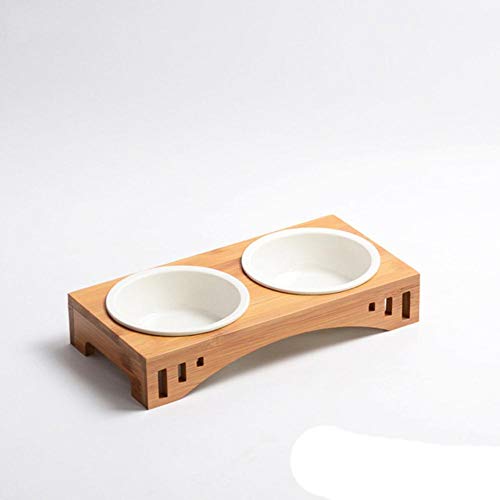 2020 Holz Bambus Keramik Katze und Hund Double Bowl Bambus Katze und Hund Pet Feeder Haustier Produkte für Hund-2 von NIQIU