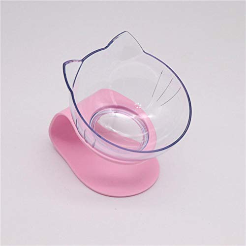 Anti-Erbrechen Orthopädische Katzenschale Explosive Katze Doppelschale Katzenschale Hundenapf Transparentes AS-Material Rutschfestes Futter Bogenrosa, 13,5 x 13 x 15 cm von NIQIU