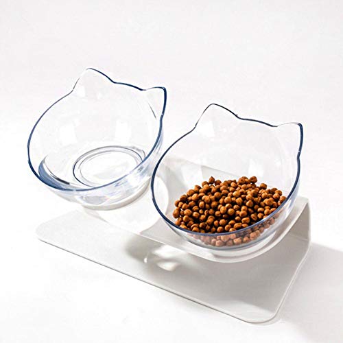 Cat Double Bowl Feeder Haustier Hundefutter und Wasserschale mit rutschfestem Futter Schüsselmatte Pet Supplies Katzenfutter-Nicht Matte von NIQIU