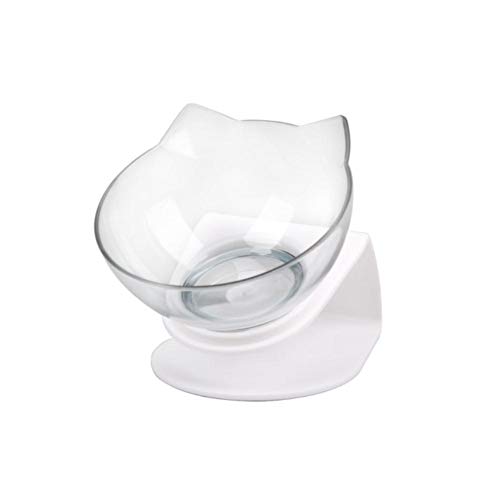 Cat Double Bowl Kitten Bowl Dog Bowl Transparentes Material rutschfeste Futterschale mit Schutz Cervical Transparent Cat Supplies-Single-Transparent von NIQIU