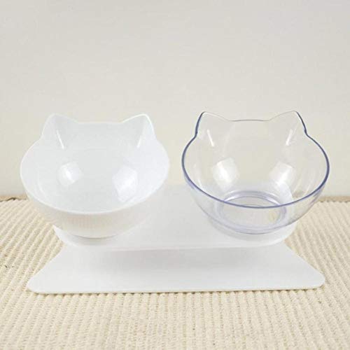 Einzel- / Doppel-Katzenschüssel Hundenapf mit erhöhtem Ständer Tierbedarf Katzenwasserschale für Katzenfutterschalen für Hundefutter Pet Products-White Transparent von NIQIU