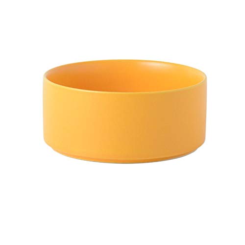 Keramik Pet Bowl Cat Puppy Fütterungszubehör Double Pet Bowls Hundefutter Water Feeder Hundezubehör Langlebige Mehrfarbenoption-Gelb, M 15,5 cm von NIQIU