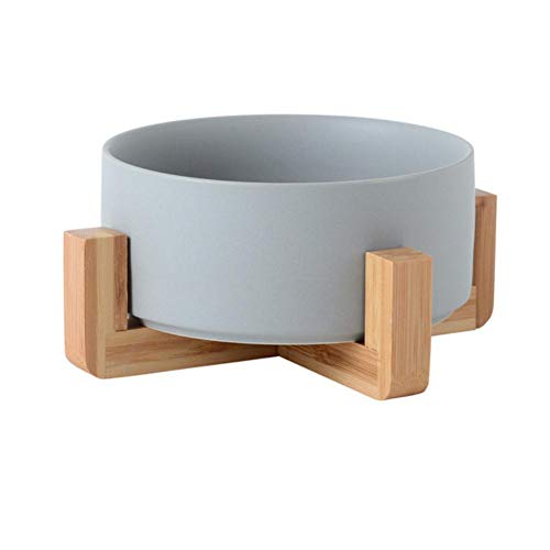 Keramik Pet Bowl Cat Puppy Fütterungszubehör Double Pet Bowls Hundefutter Water Feeder Hundezubehör Langlebige Mehrfarbenoption - Graues Upgrade, M 15,5 cm von NIQIU