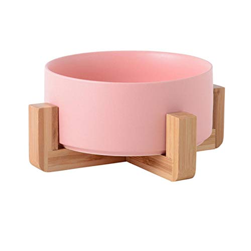 Keramik Pet Bowl Cat Puppy Fütterungszubehör Double Pet Bowls Hundefutter Water Feeder Hundezubehör Langlebige Mehrfarbenoption-Pink Upgrade, M 15,5 cm von NIQIU