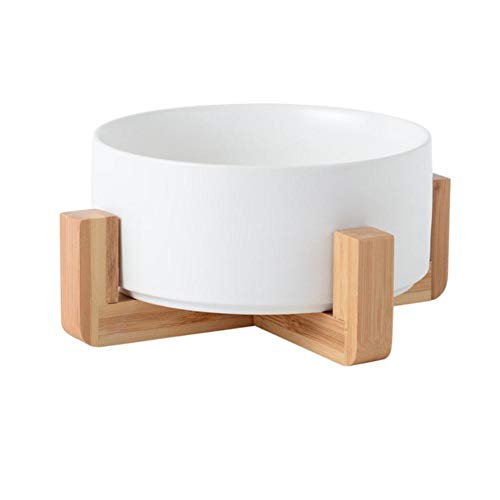 Keramik Pet Bowl Cat Puppy Fütterungszubehör Double Pet Bowls Hundefutter Water Feeder Hundezubehör Langlebige Mehrfarbenoption - Weißes Upgrade, M 15,5 cm von NIQIU