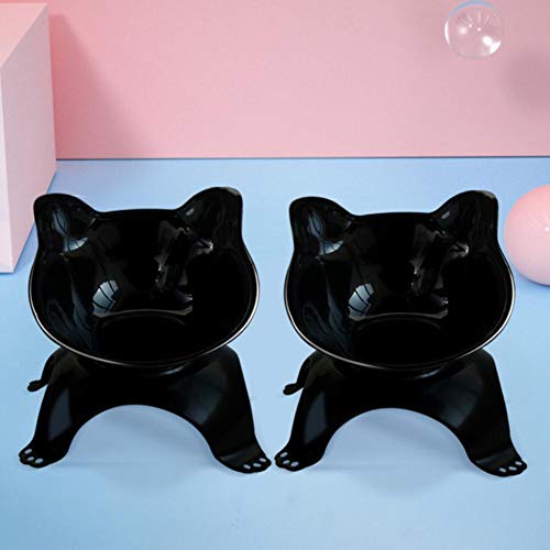 Langlebige Doppelkatzenschalen Pet Elevated Bowls mit erhöhtem Ständer Katzenfütterungs- und Bewässerungszubehör Dog Feeder Pet Supplies-Double Black von NIQIU