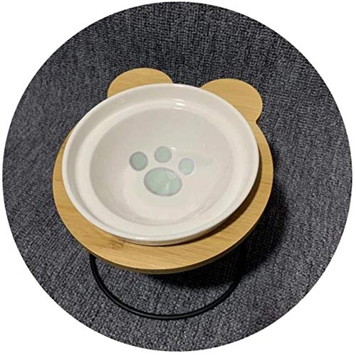 Mode High-End Pet Bowl Verschiedene Cartoon-Muster Edelstahl Regal Keramik Schüssel Fütterungs- und Trinkschalen für Hund Cat-Grey von NIQIU