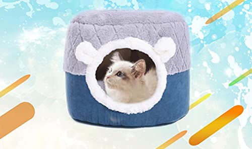 NIQIU 2 in 1 New Deep Folding Warmer Schlafkomfort im Winter Katzenbett Katzenhaus Produkte Haustiere Zelt Gemütliche Höhlenbetten Indoor-50x50x36cm von NIQIU