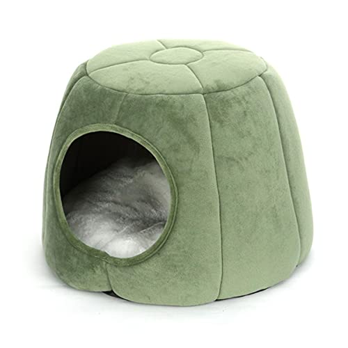 NIQIU 3 Arten zusammenklappbares Katzenbett Haustier Winter Plüsch Katzenhaus für Indoor-Hunde Zwingermatte Kleiner Hund Warmer Höhlenschlafsack Produkte-Blau,S von NIQIU