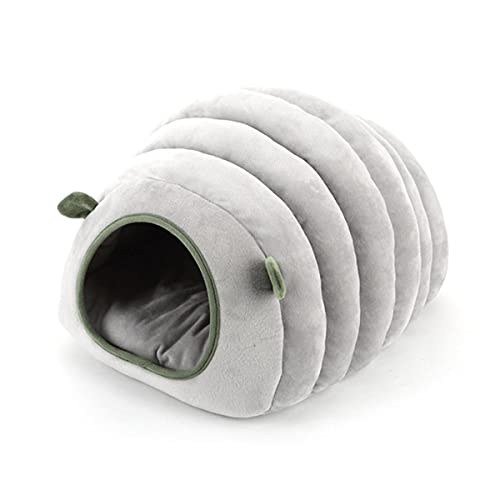 NIQIU 3 Arten zusammenklappbares Katzenbett Haustier Winter Plüsch Katzenhaus für Indoor-Hunde Zwingermatte Kleiner Hund Warmer Höhlenschlafsack Produkte-Silber,L von NIQIU