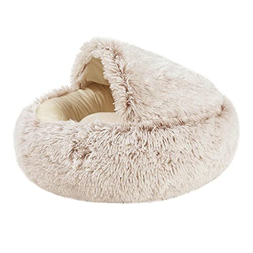 NIQIU 40/50cm Weicher Plüsch Runder Katzenbett Zwinger Winter Warmer Hund Welpen Katzennest 2 In 1 Haustierbett Kissen Schlafsofa-Kaffee L,Australien von NIQIU