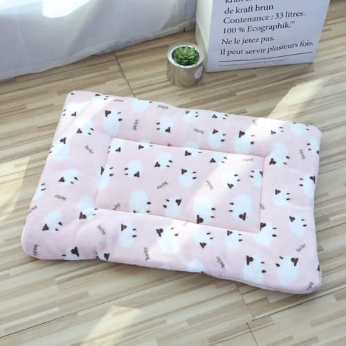 NIQIU Atmungsaktives Katzenbett Quadratische Haustiermatte Korallenfleece Bett für Katzen Hunde Flanell Pfote Fußabdruck Waschbar Haustiernest Zwinger Katzenzubehör-Rosa Lamm-9,35x29cm,Deutschland von NIQIU